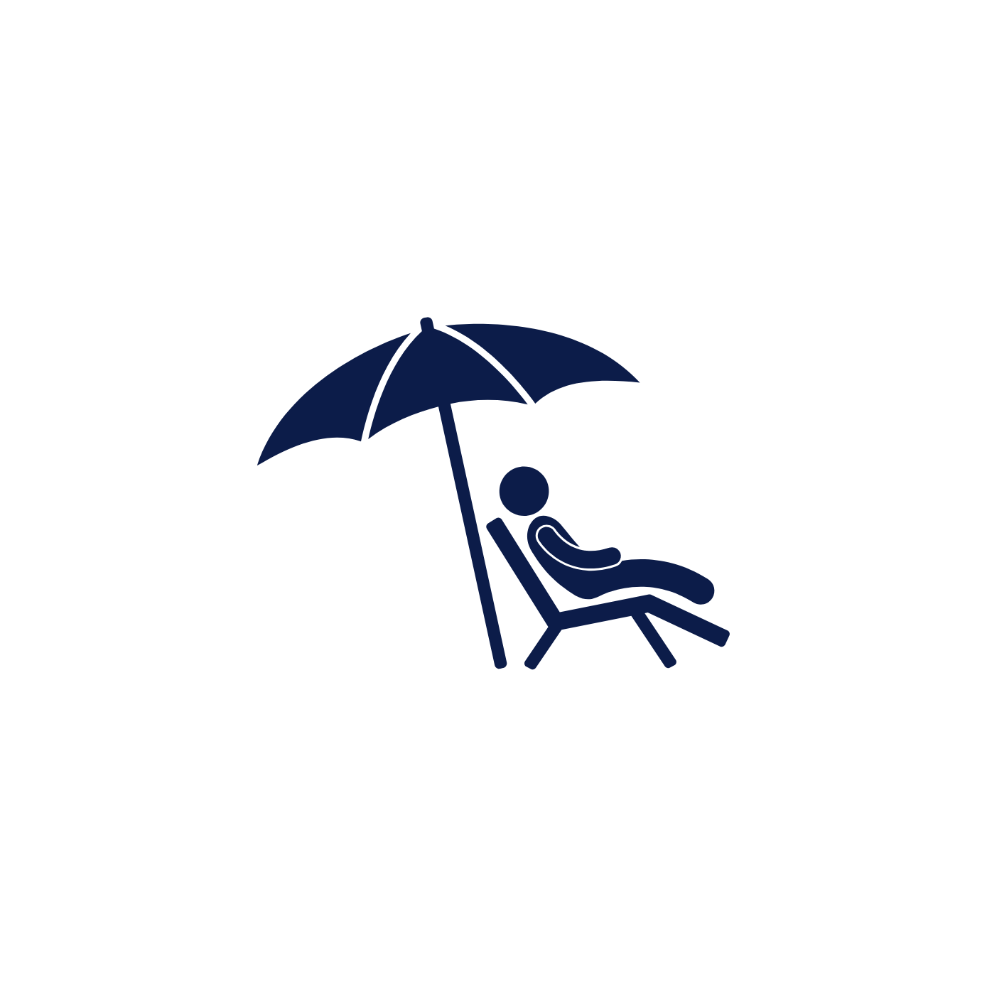 icon homme sur un transat sous un parasol