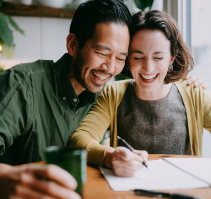 Man and woman signing contract