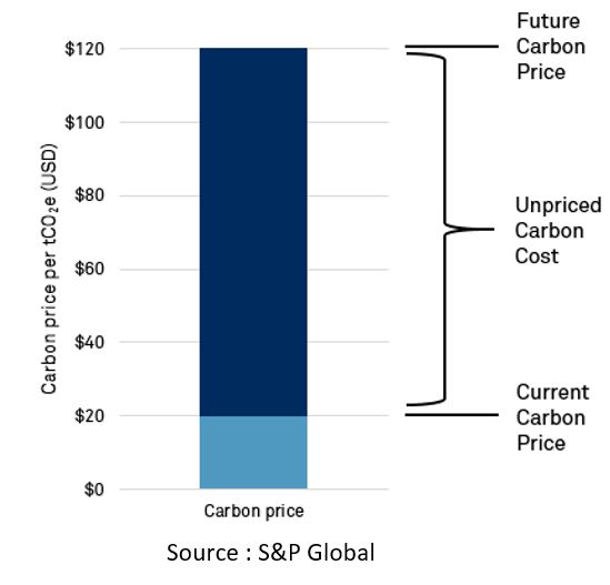 Unpriced carbon cost