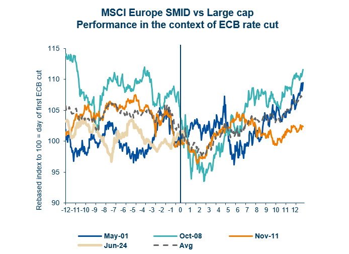 Graph about the MSCI Europe SMID vs Large cap