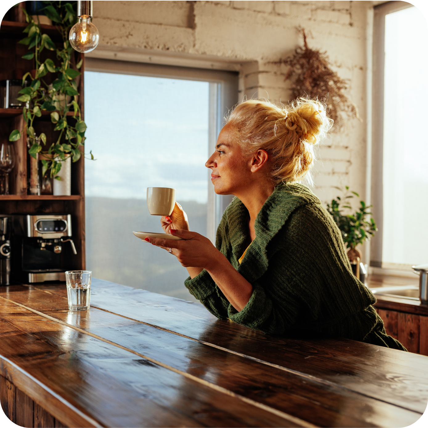 woman drinking a cup of tea