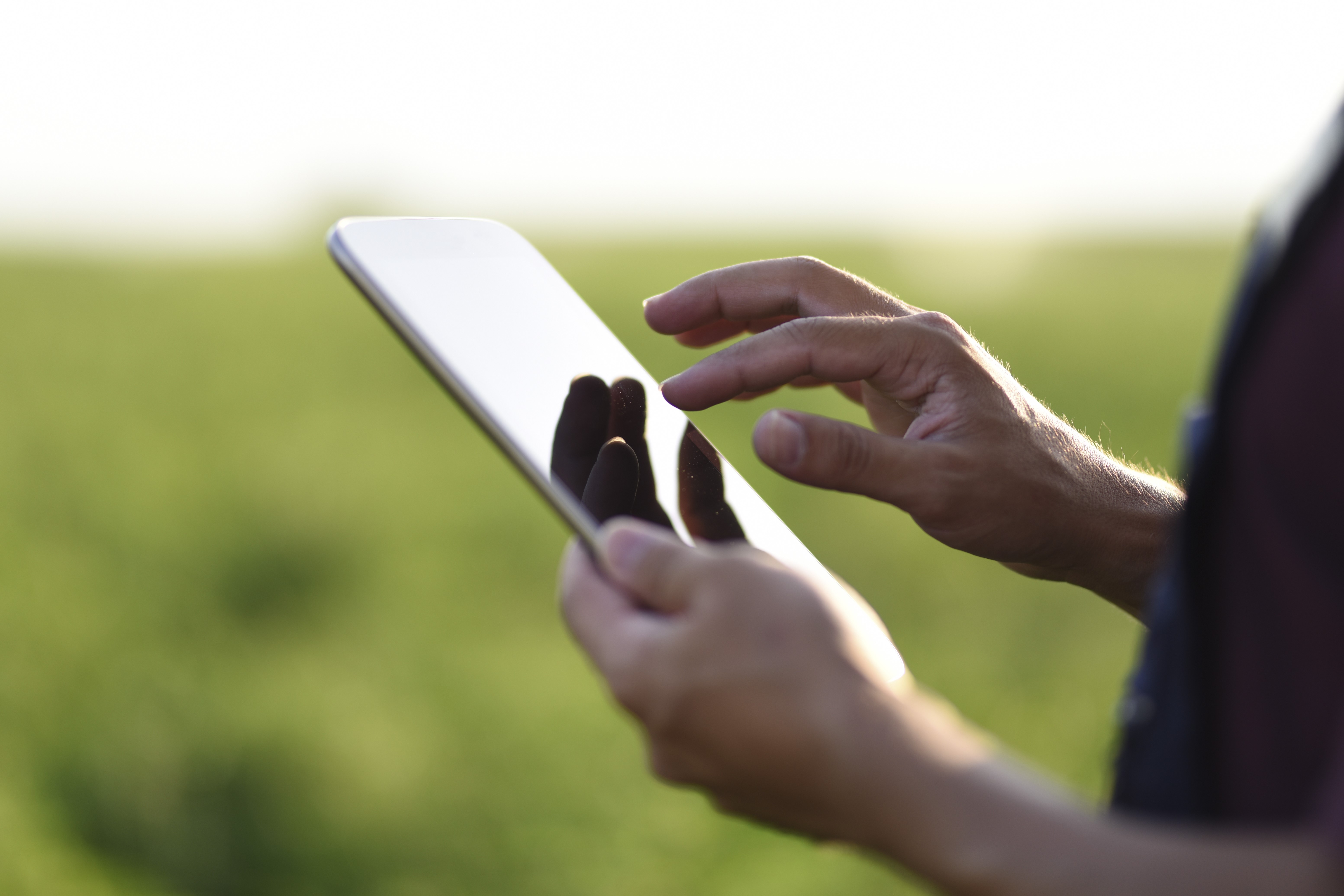 Human with tablet